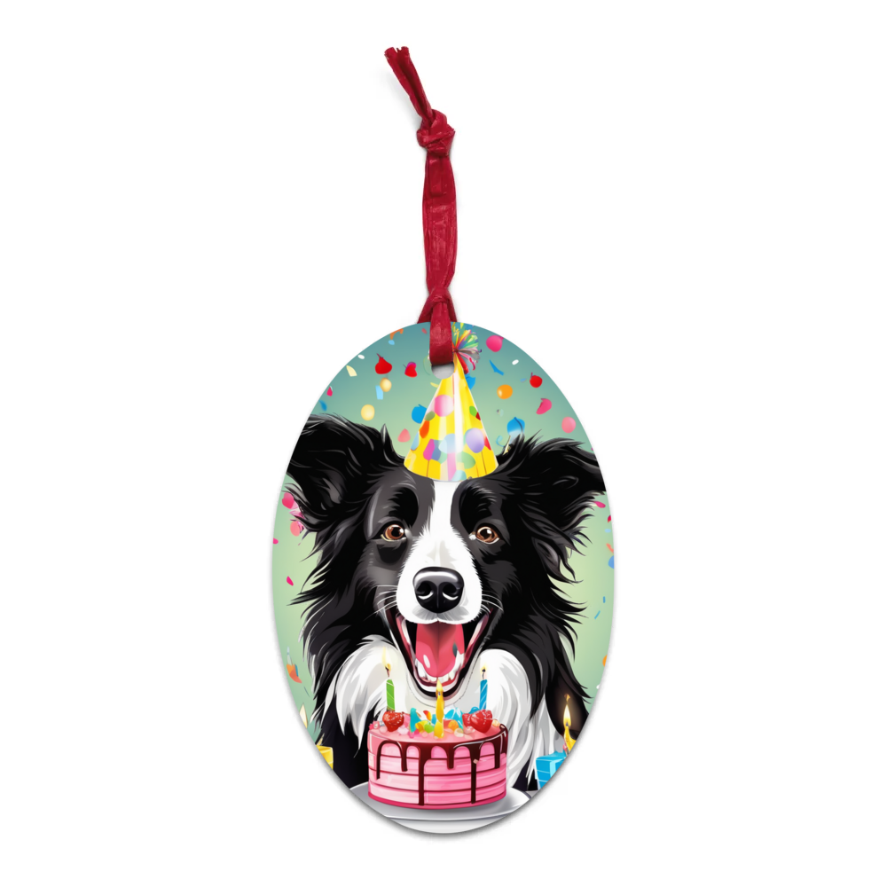PugMug Custom Border Collie Wooden Ornament