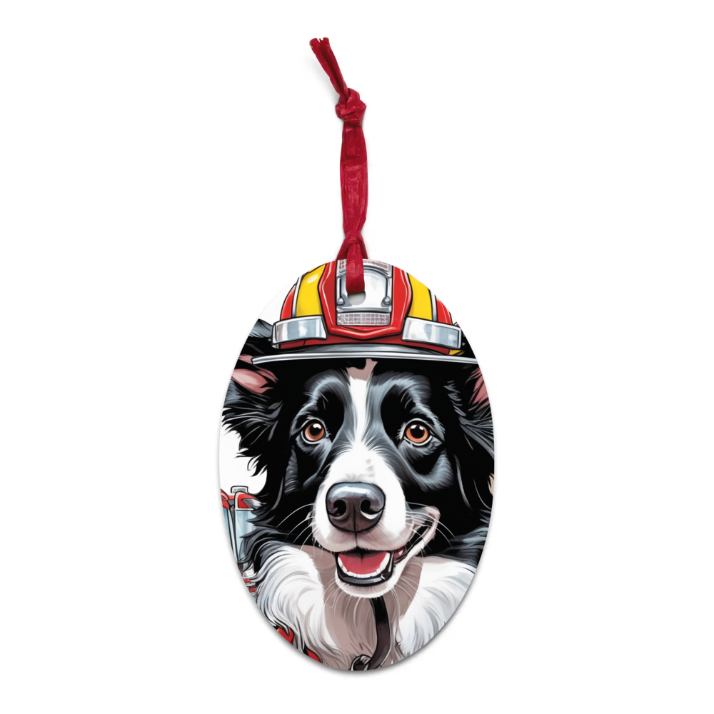 PugMug Custom Border Collie Wooden Ornament