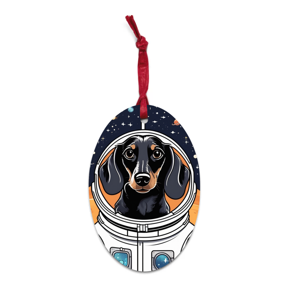 PugMug Custom Black Dachshund Wooden Ornament