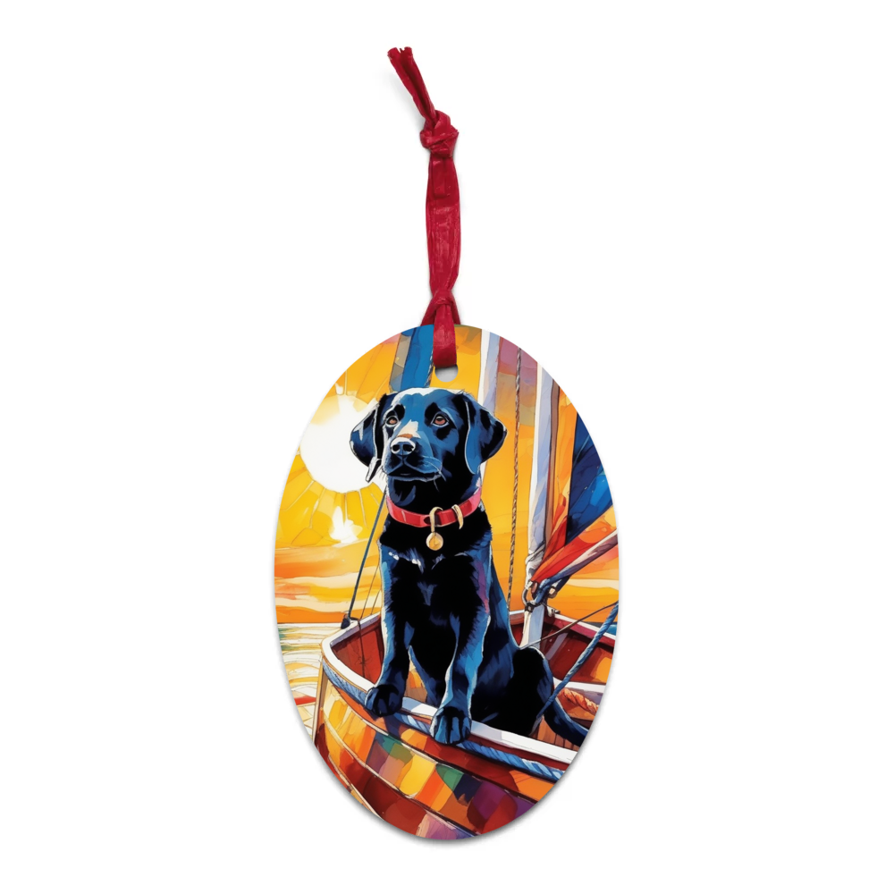 PugMug Custom Black Labrador Retriever Wooden Ornament