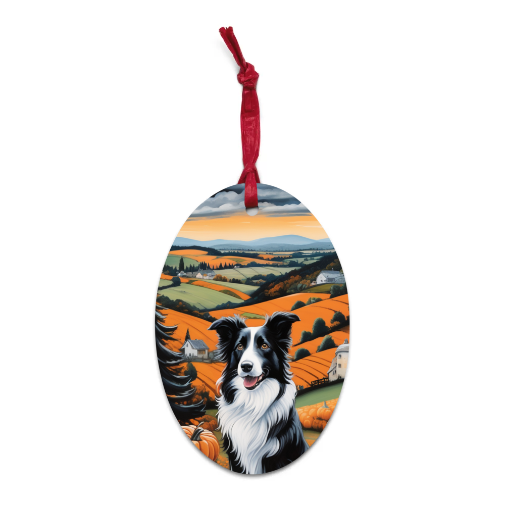 PugMug Custom Border Collie Wooden Ornament