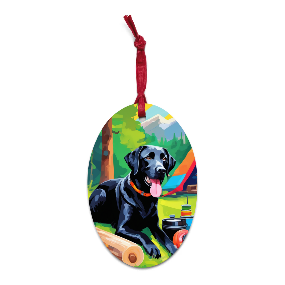 PugMug Custom Black Labrador Retriever Wooden Ornament