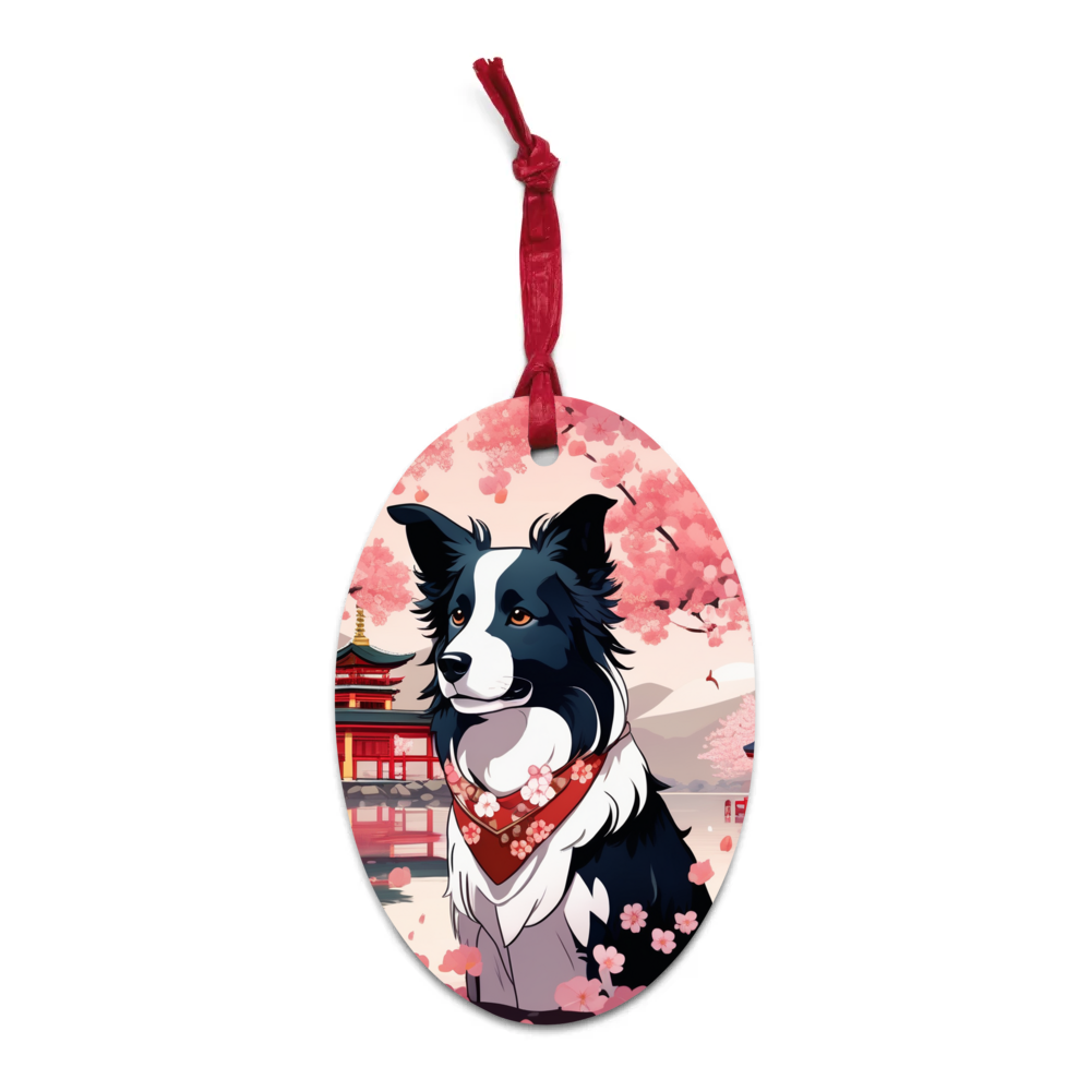 PugMug Custom Border Collie Wooden Ornament