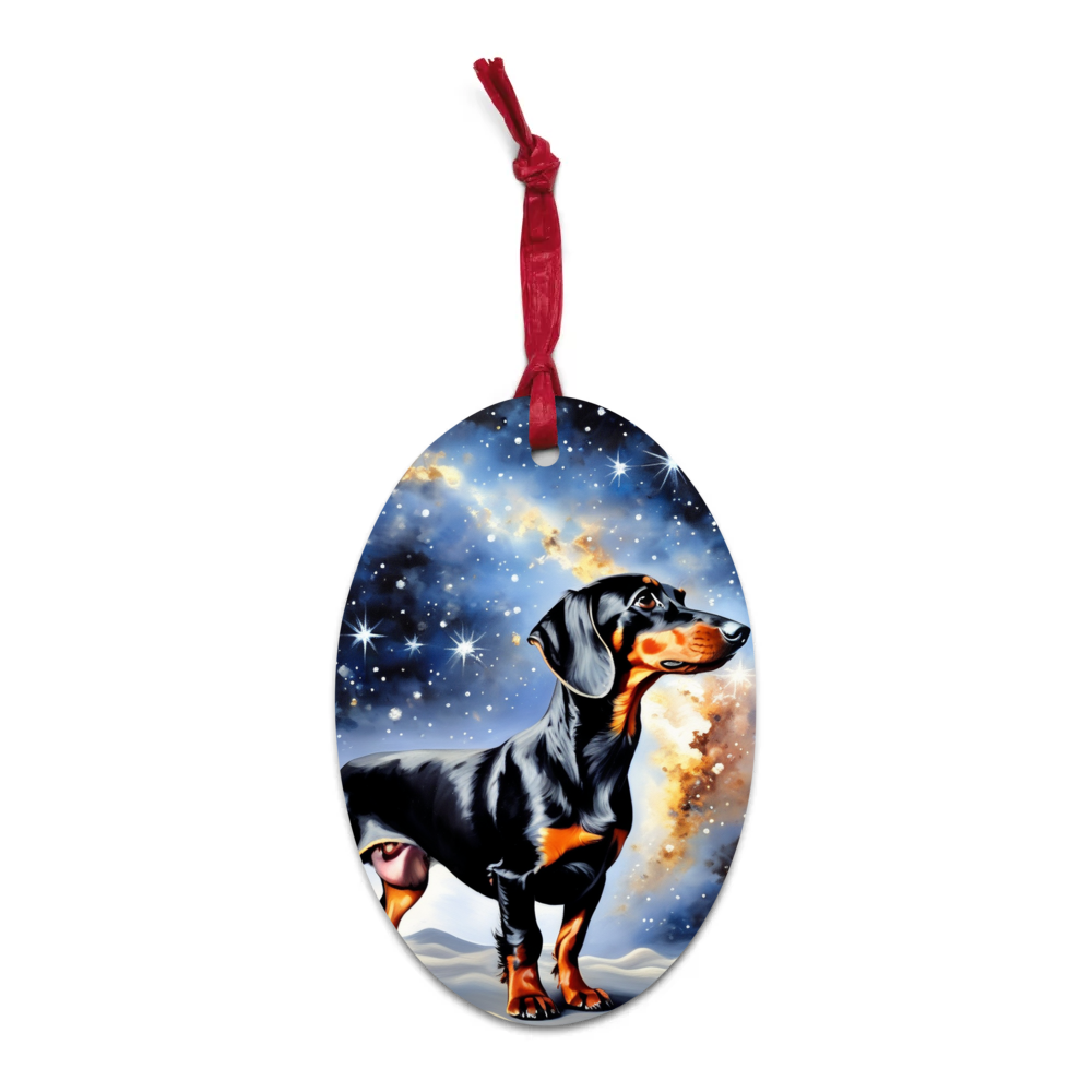 PugMug Custom Black Dachshund Wooden Ornament