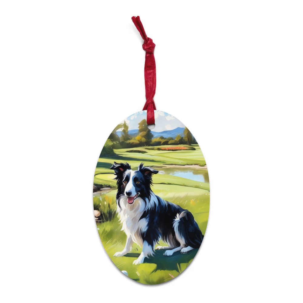 PugMug Custom Border Collie Wooden Ornament