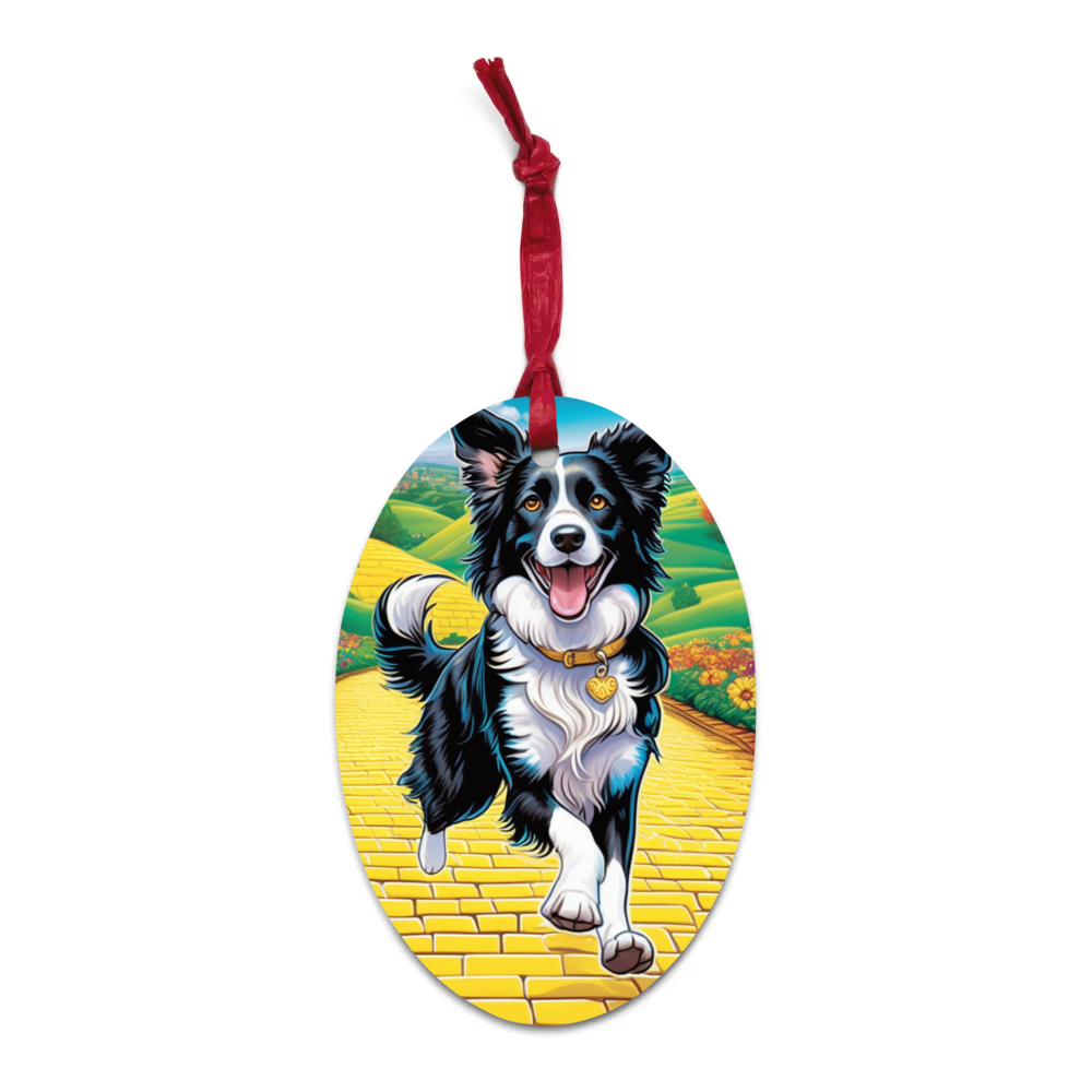 PugMug Custom Border Collie Wooden Ornament