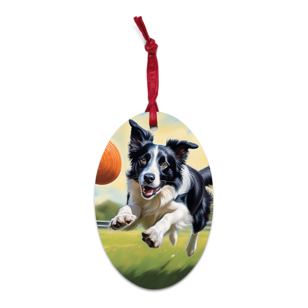 PugMug Custom Border Collie Wooden Ornament