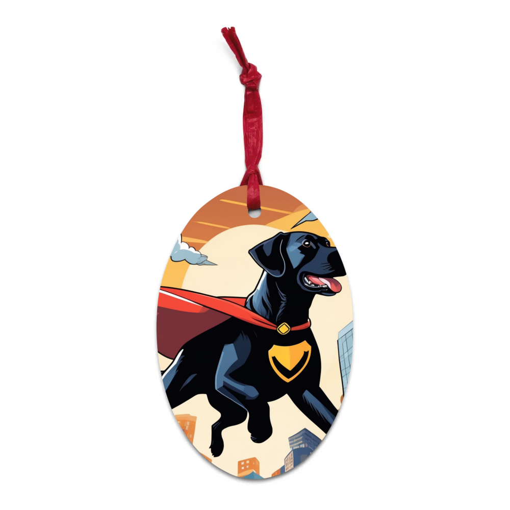 PugMug Custom Black Labrador Retriever Wooden Ornament