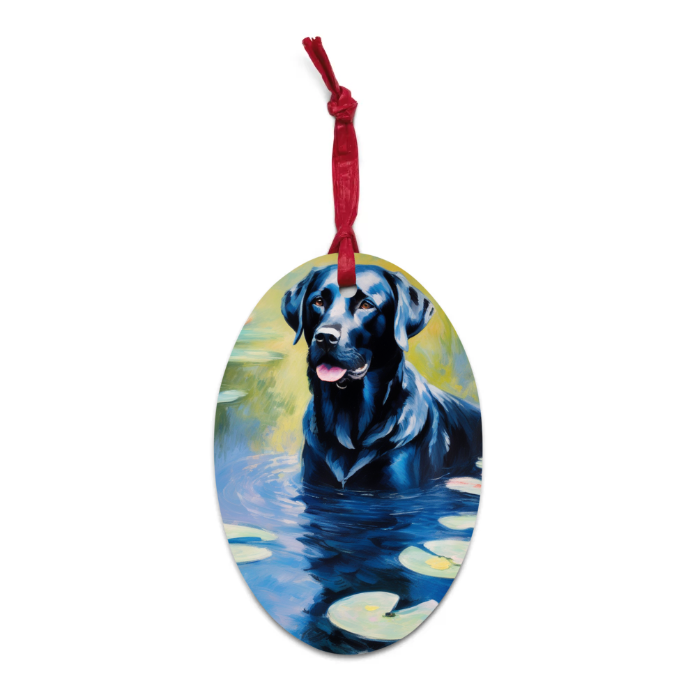 PugMug Custom Black Labrador Retriever Wooden Ornament
