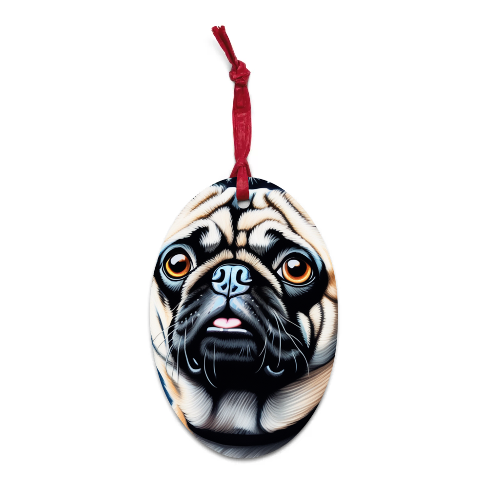 PugMug Custom Pug Wooden Ornament