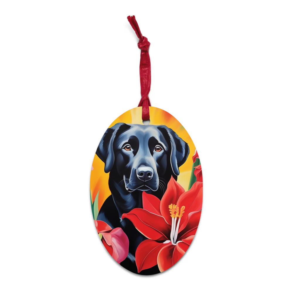 PugMug Custom Black Labrador Retriever Wooden Ornament