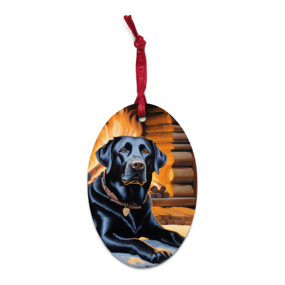 PugMug Custom Black Labrador Retriever Wooden Ornament