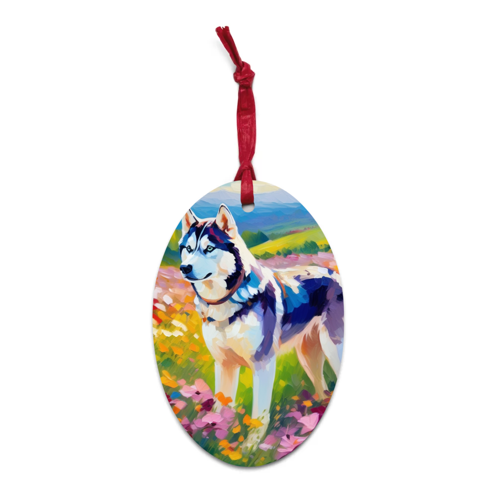 PugMug Custom Siberian Husky Wooden Ornament