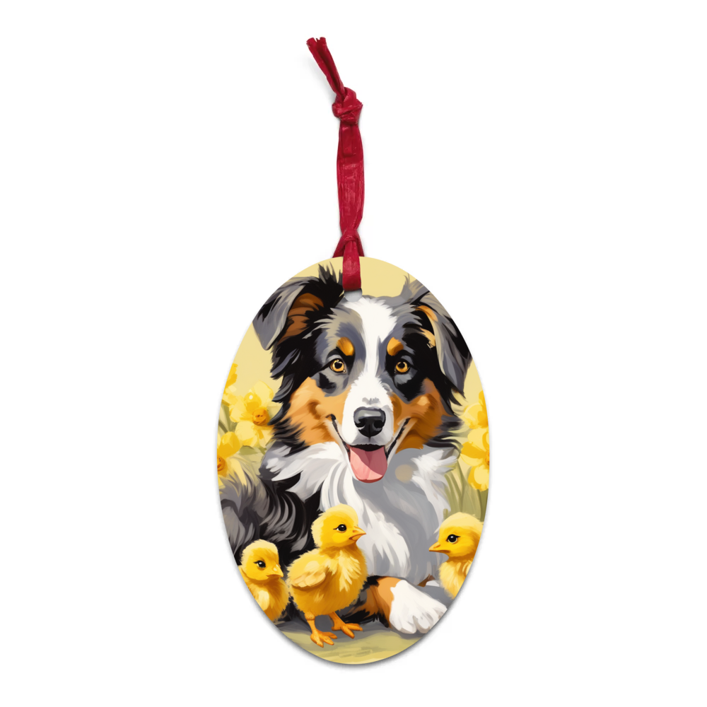 PugMug Custom Australian Shepherd Dog Wooden Ornament