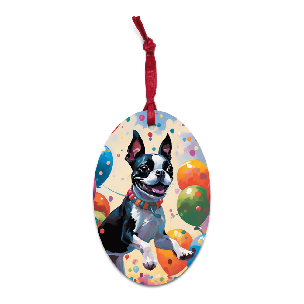 PugMug Custom Boston Terrier Wooden Ornament