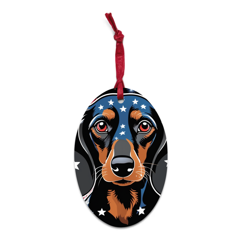 PugMug Custom Black Dachshund Wooden Ornament