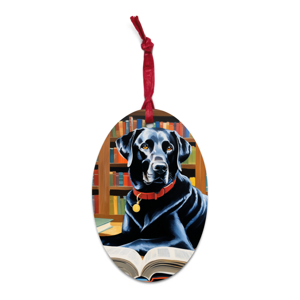 PugMug Custom Black Labrador Retriever Wooden Ornament
