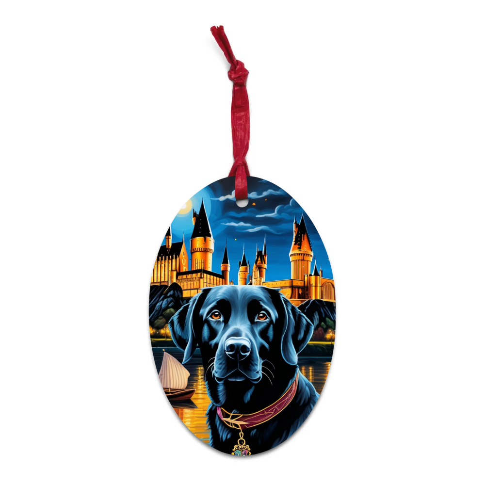 PugMug Custom Black Labrador Retriever Wooden Ornament