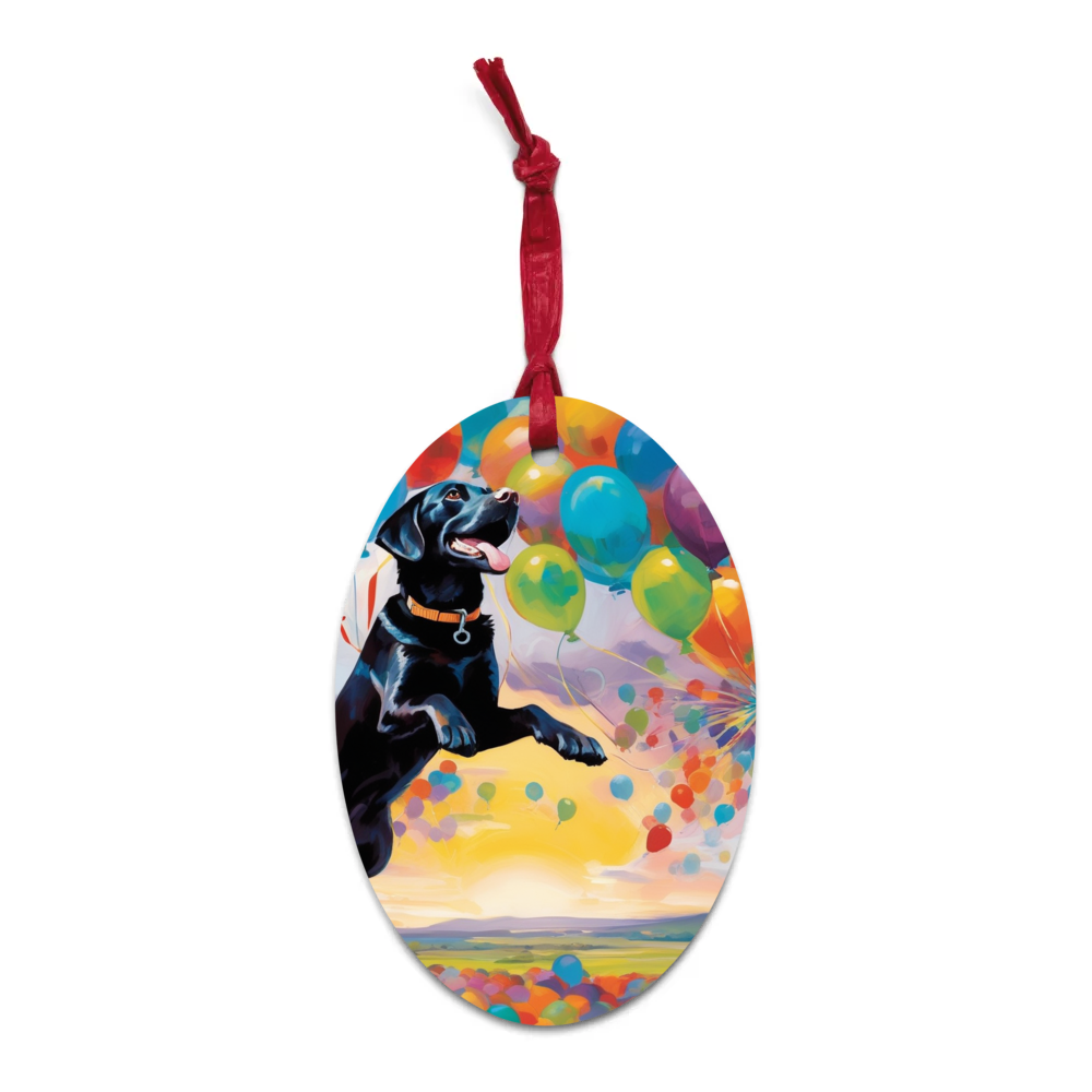 PugMug Custom Black Labrador Retriever Wooden Ornament