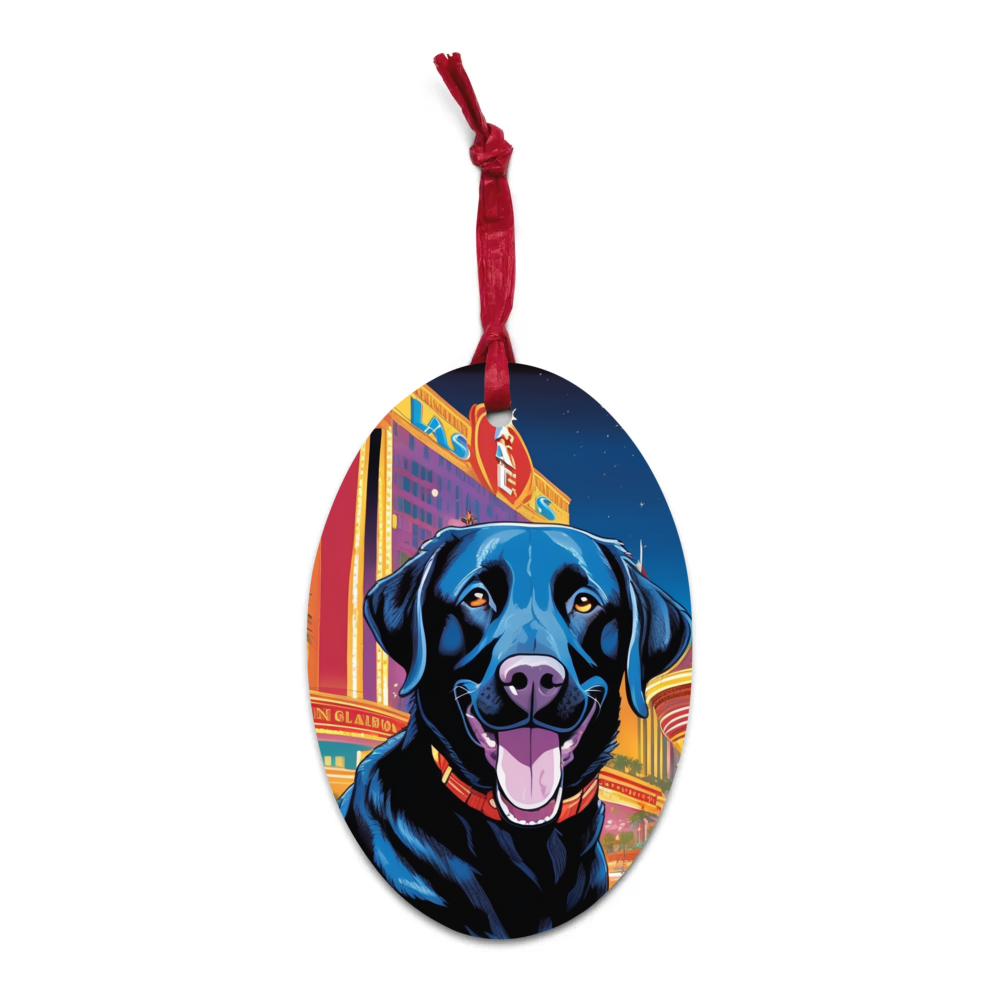 PugMug Custom Black Labrador Retriever Wooden Ornament