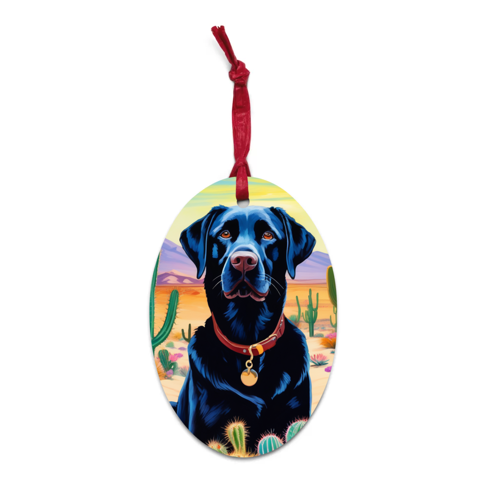 PugMug Custom Black Labrador Retriever Wooden Ornament
