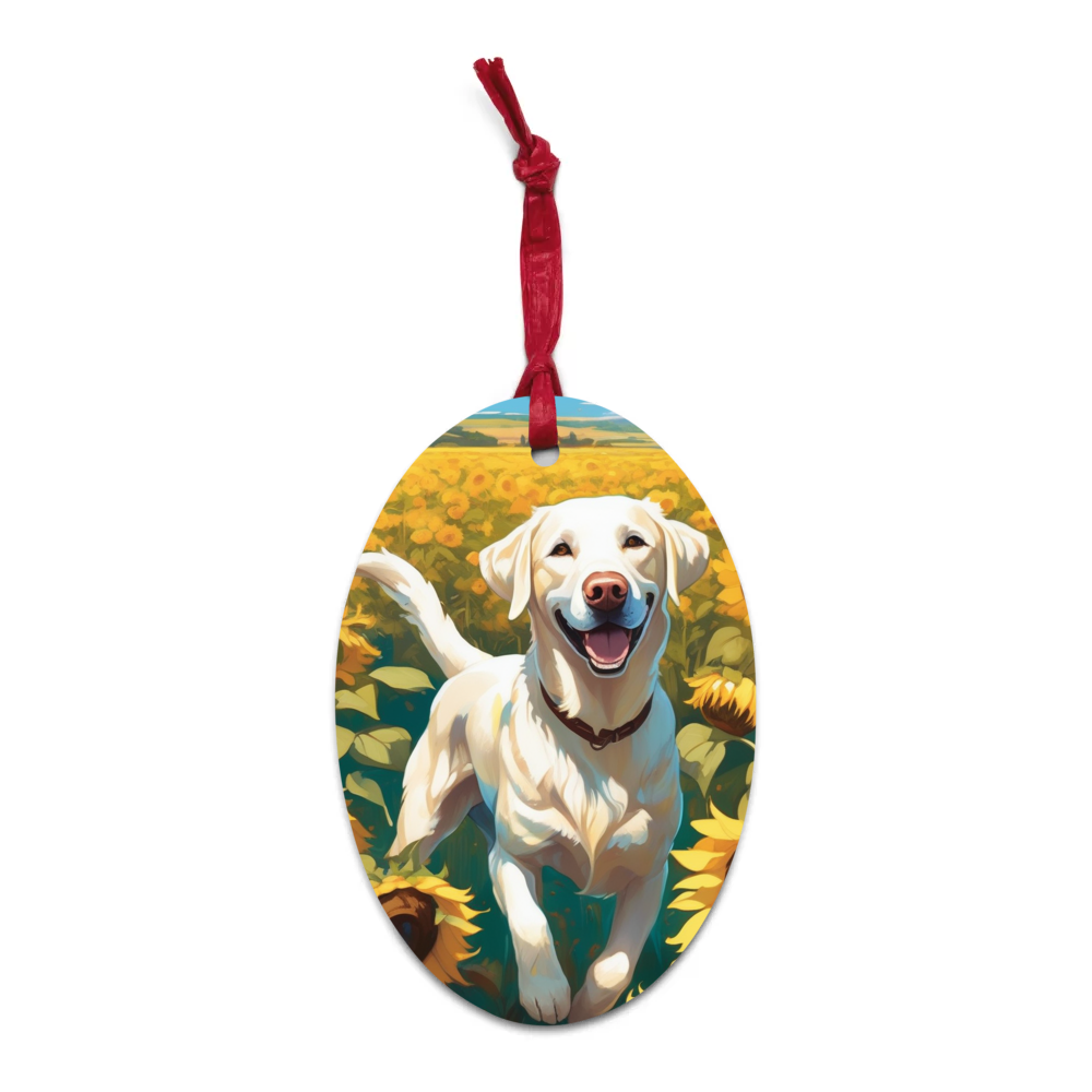 PugMug Custom White Labrador Retriever Wooden Ornament