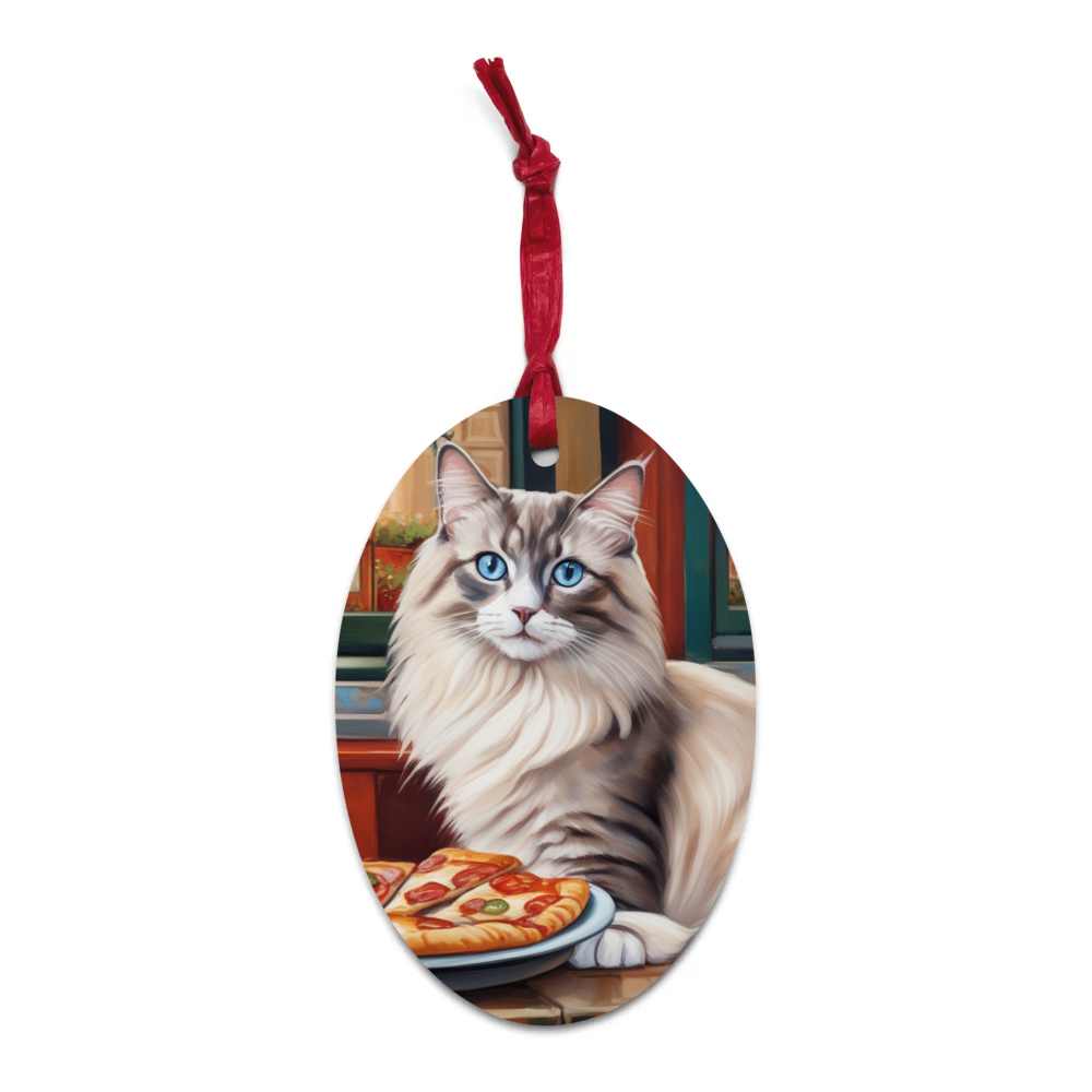 PugMug Custom Tabby Ragdoll Cat Wooden Ornament