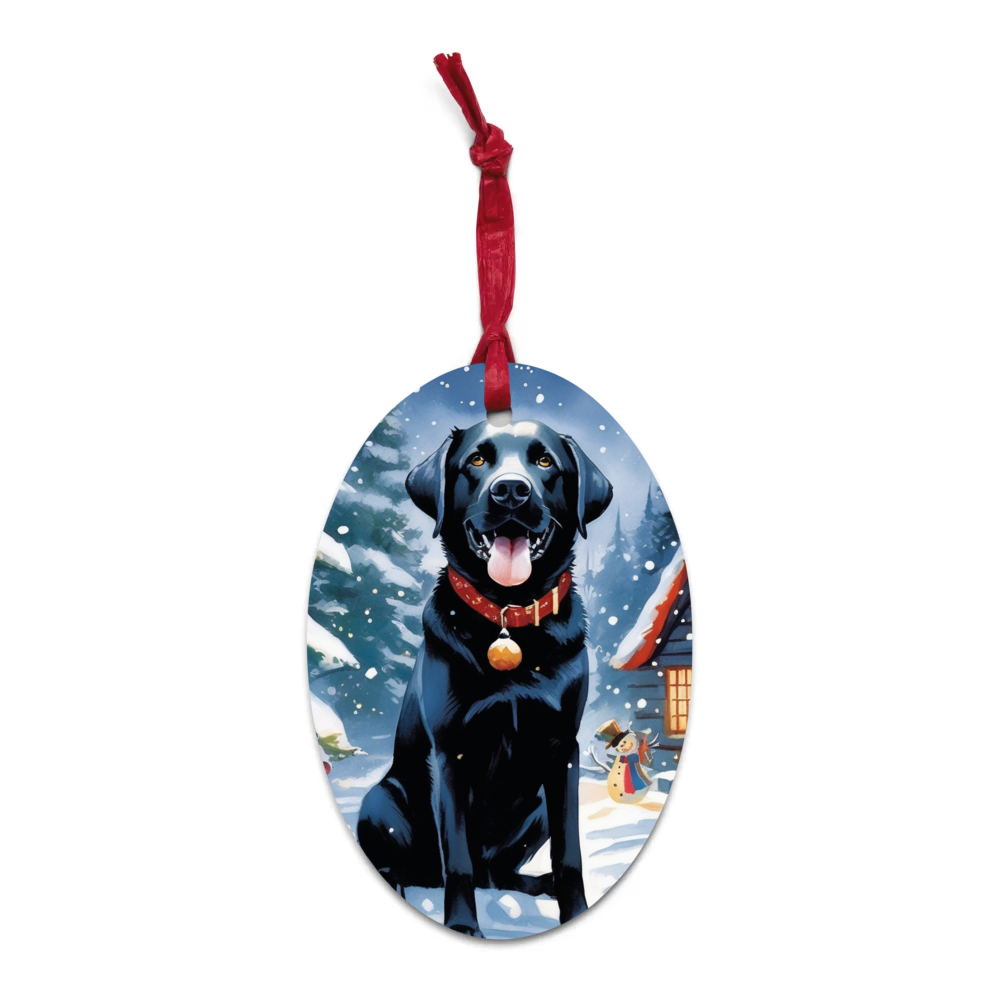 PugMug Custom Black Labrador Retriever Wooden Ornament