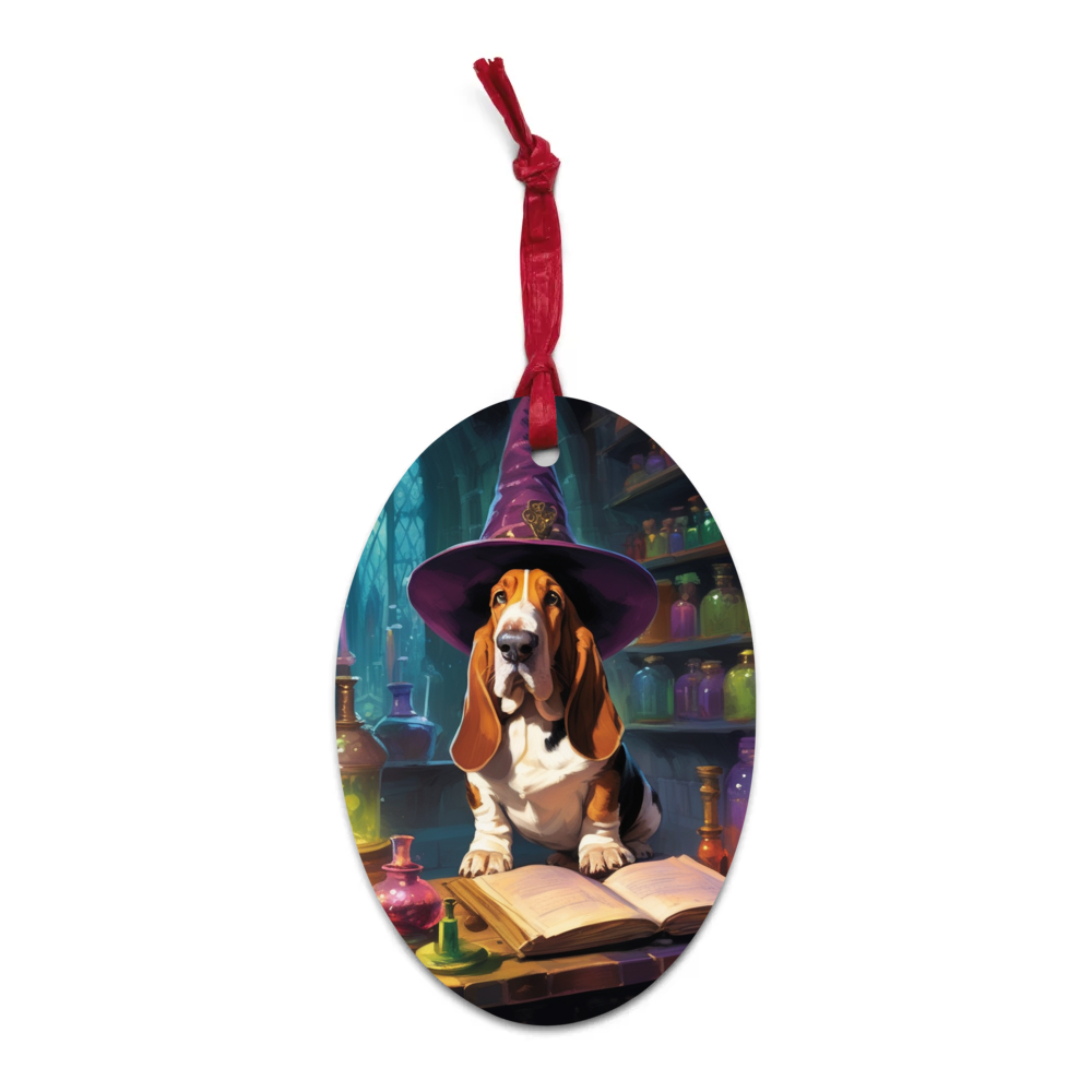 PugMug Custom Basset Hound Wooden Ornament