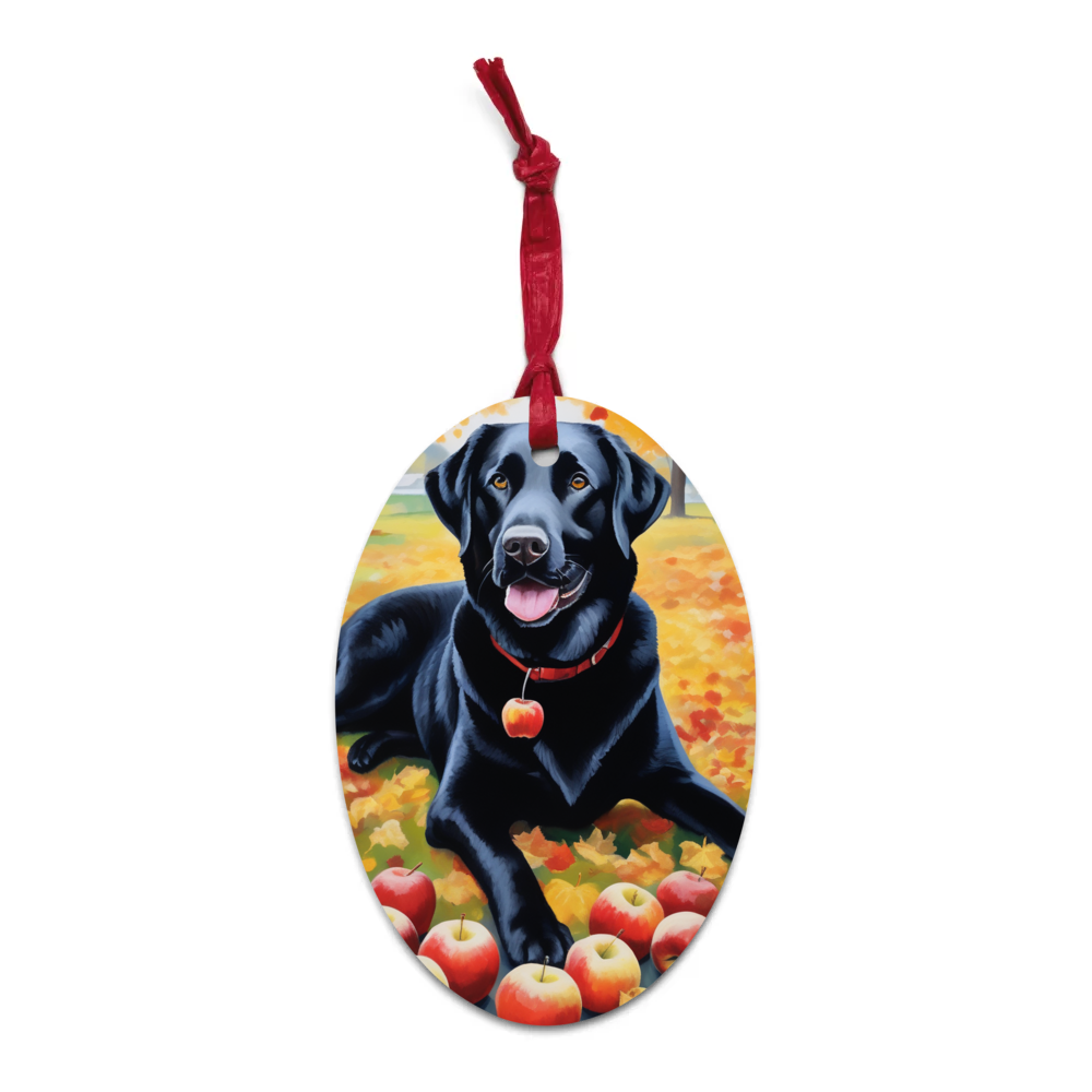 PugMug Custom Black Labrador Retriever Wooden Ornament