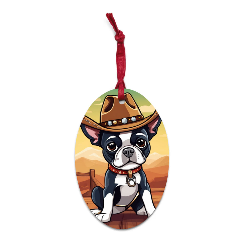 PugMug Custom Boston Terrier Wooden Ornament