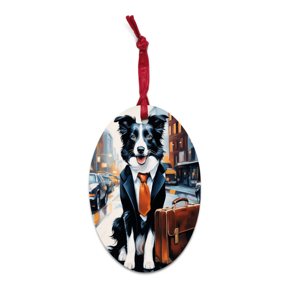 PugMug Custom Border Collie Wooden Ornament