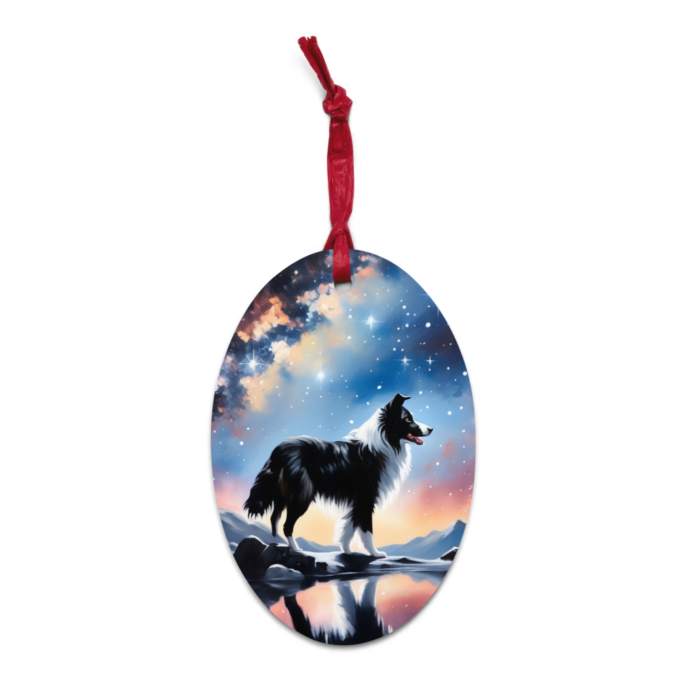 PugMug Custom Border Collie Wooden Ornament