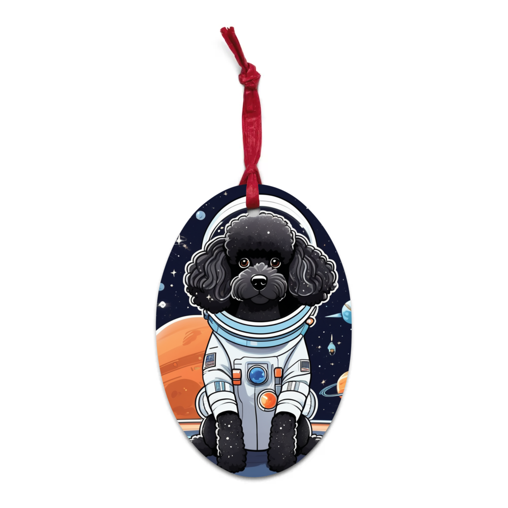 PugMug Custom Black Poodle Wooden Ornament