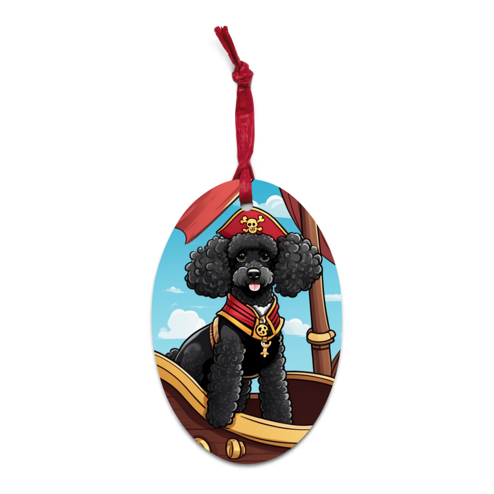 PugMug Custom Black Poodle Wooden Ornament