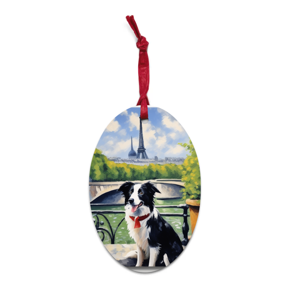 PugMug Custom Border Collie Wooden Ornament