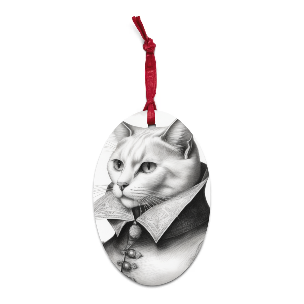 PugMug Custom White Companion Cat Wooden Ornament