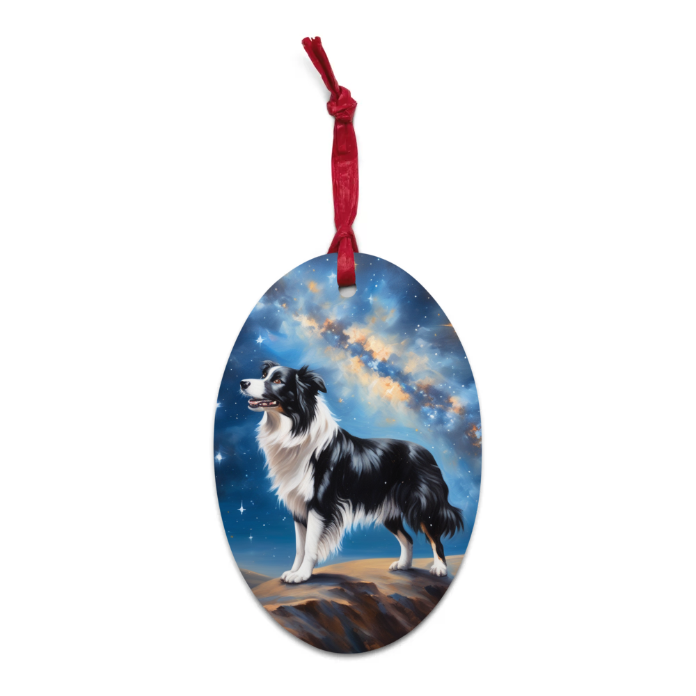 PugMug Custom Border Collie Wooden Ornament