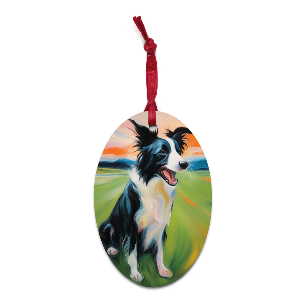 PugMug Custom Border Collie Wooden Ornament