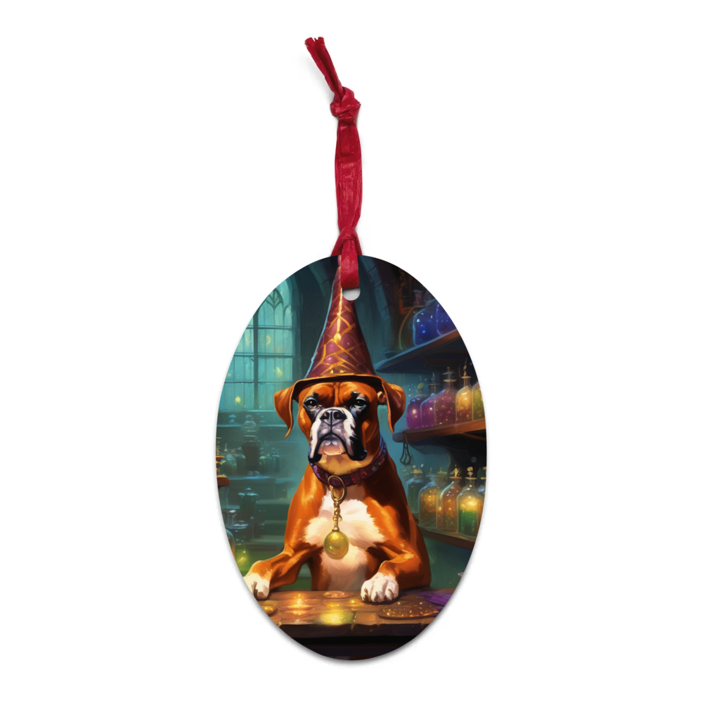 PugMug Custom Boxer Dog Wooden Ornament