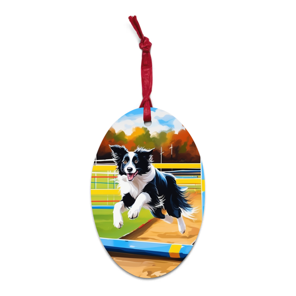 PugMug Custom Border Collie Wooden Ornament