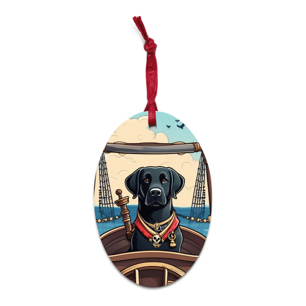 PugMug Custom Black Labrador Retriever Wooden Ornament