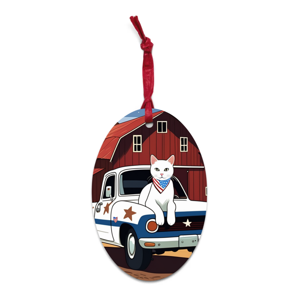 PugMug Custom White Companion Cat Wooden Ornament