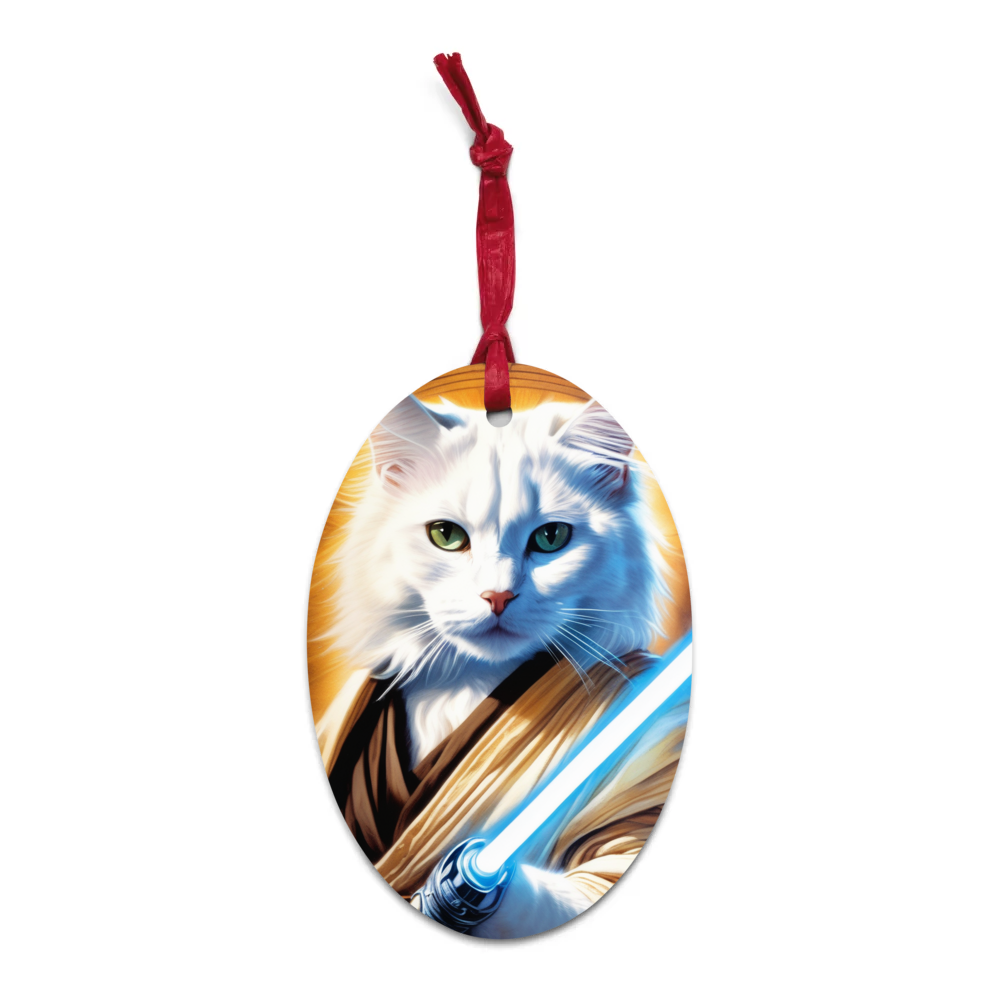 PugMug Custom White Companion Cat Wooden Ornament