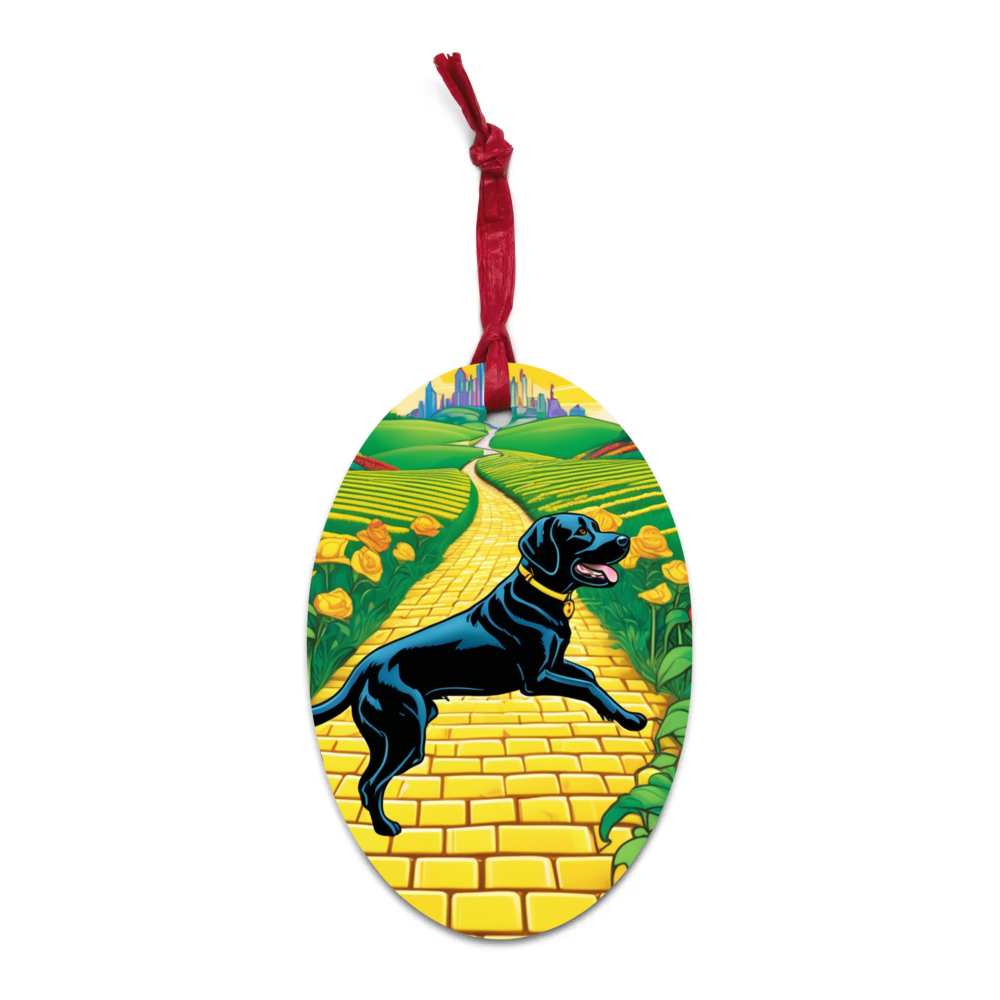 PugMug Custom Black Labrador Retriever Wooden Ornament