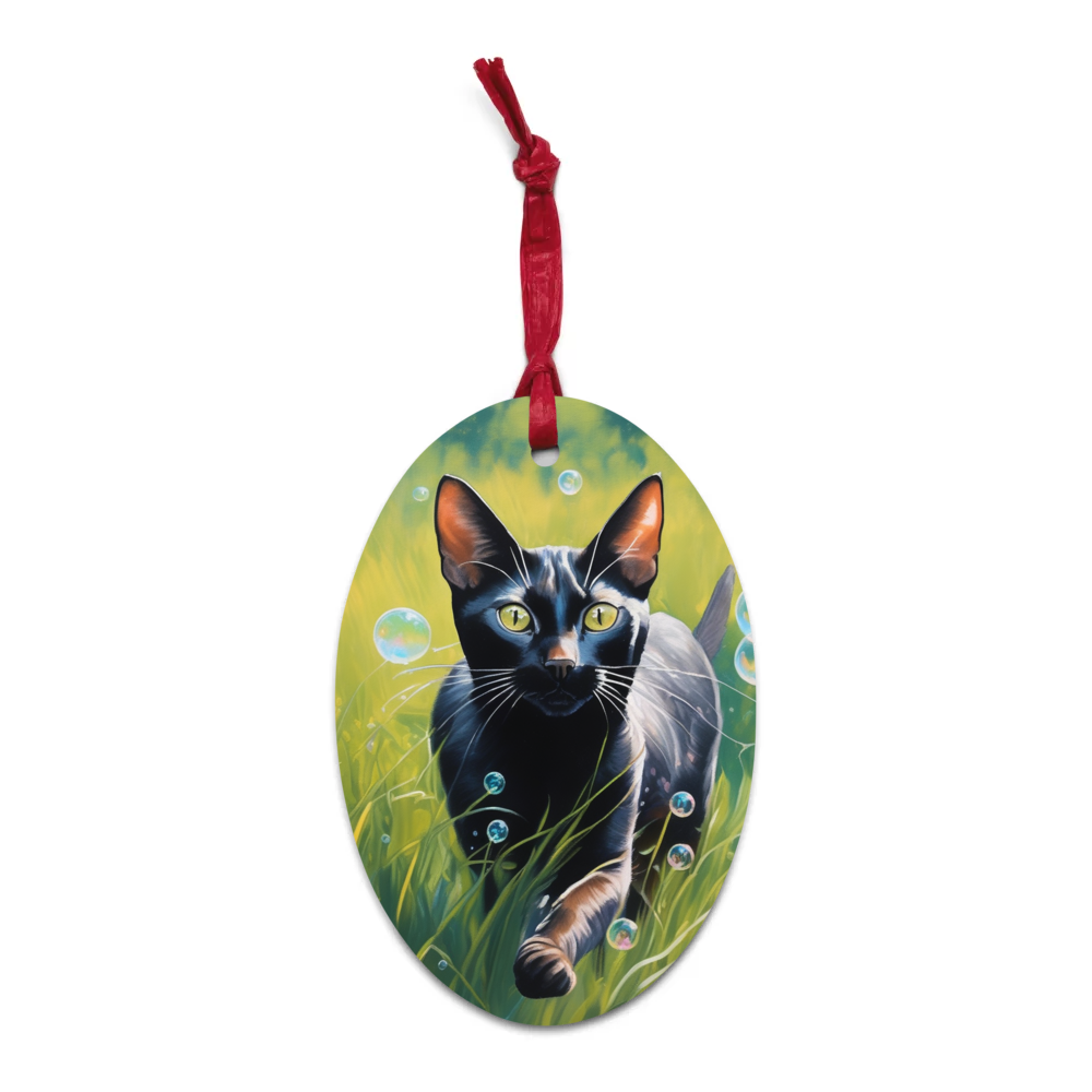 PugMug Custom Black Abyssinian Cat Wooden Ornament