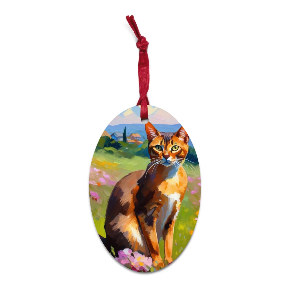 PugMug Custom Tabby Abyssinian Cat Wooden Ornament