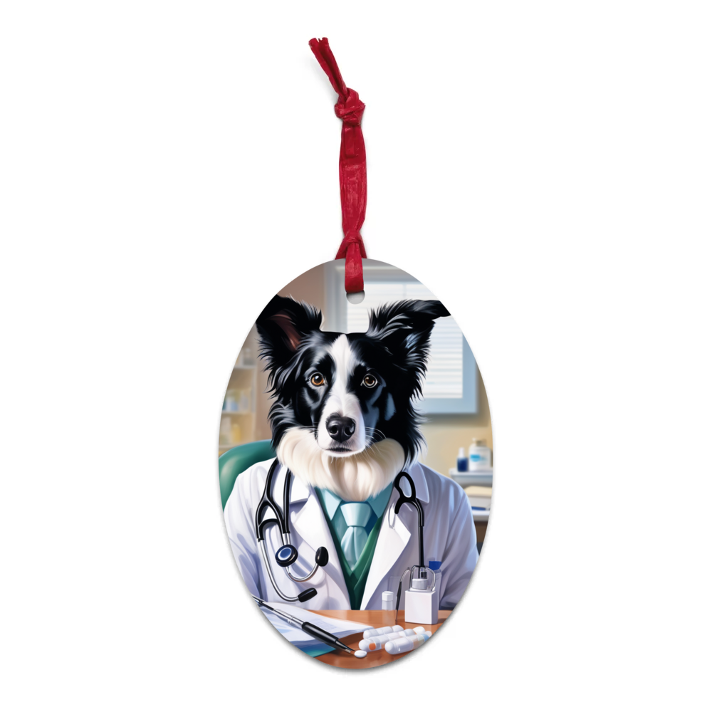 PugMug Custom Border Collie Wooden Ornament