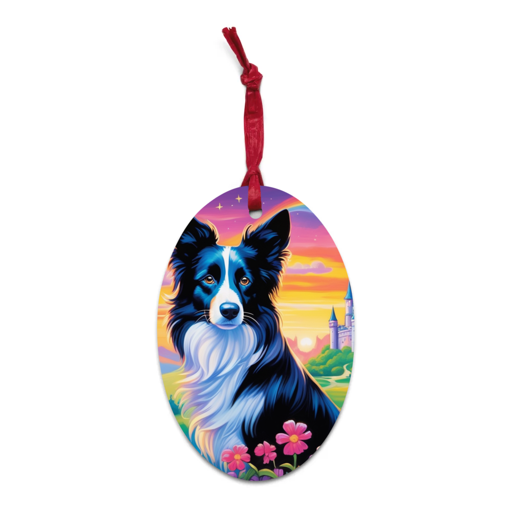 PugMug Custom Border Collie Wooden Ornament