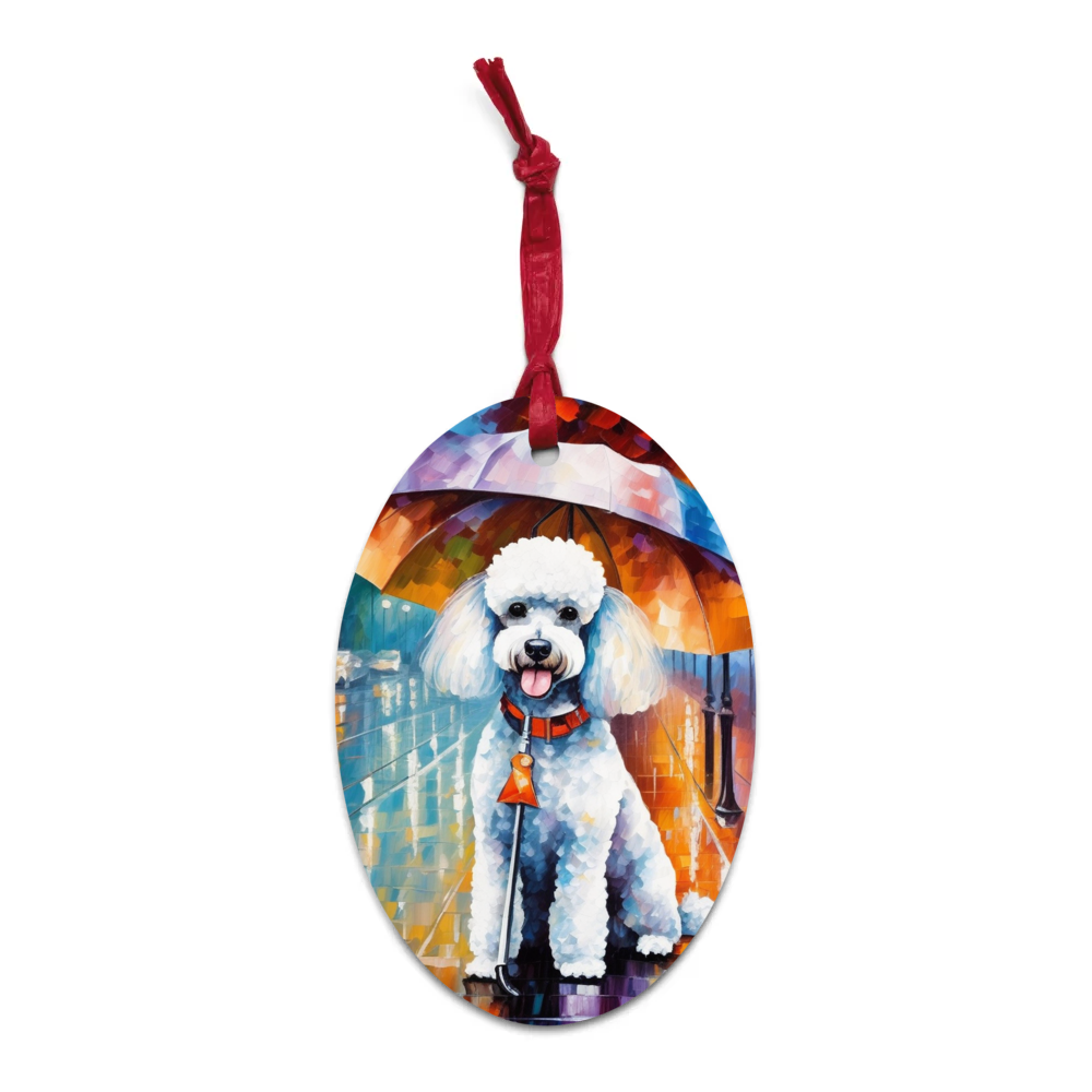 PugMug Custom White Poodle Wooden Ornament